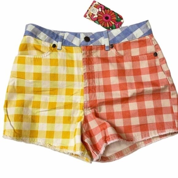 Farm Rio Gingham Multicolored Shorts Sz Medium - Picture 3 of 9